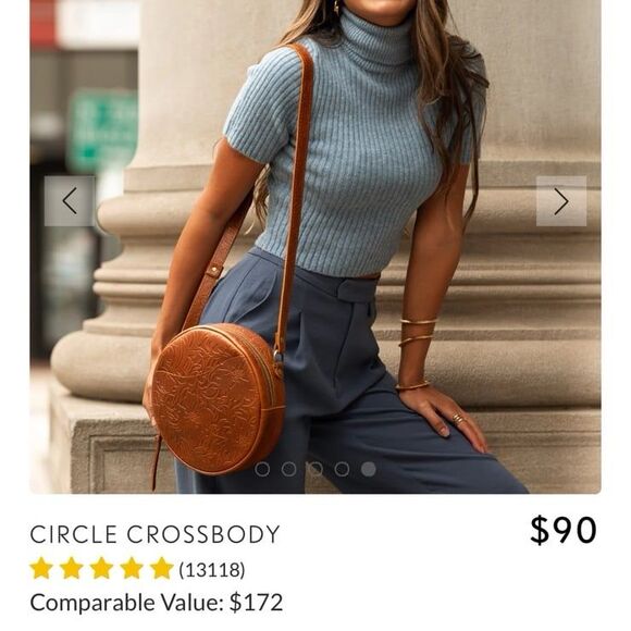 Leather Crossbody Purse Portland Leather in Meadow “Circle Crossbody” NEW - Picture 8 of 12